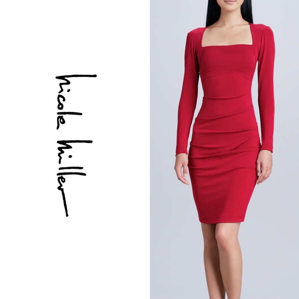NICOLE MILLER Stretch Sheath Holiday Dress M